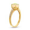 Thumbnail Image 3 of Pear-Shaped Opal and 1/8 CT. T.W. Diamond Ring in 10K Gold