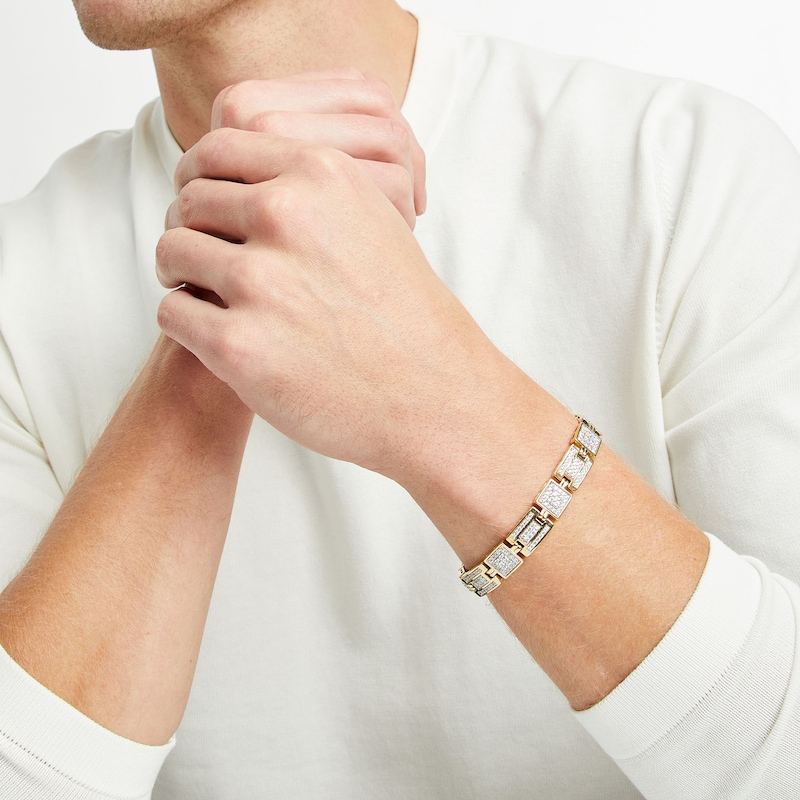 Main Image 2 of 5 CT. T.W. Diamond Square Links Bracelet in 10K Gold - 8.5"
