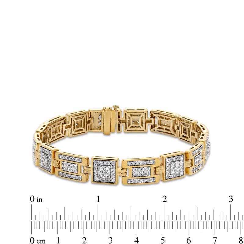 Main Image 4 of 5 CT. T.W. Diamond Square Links Bracelet in 10K Gold - 8.5"