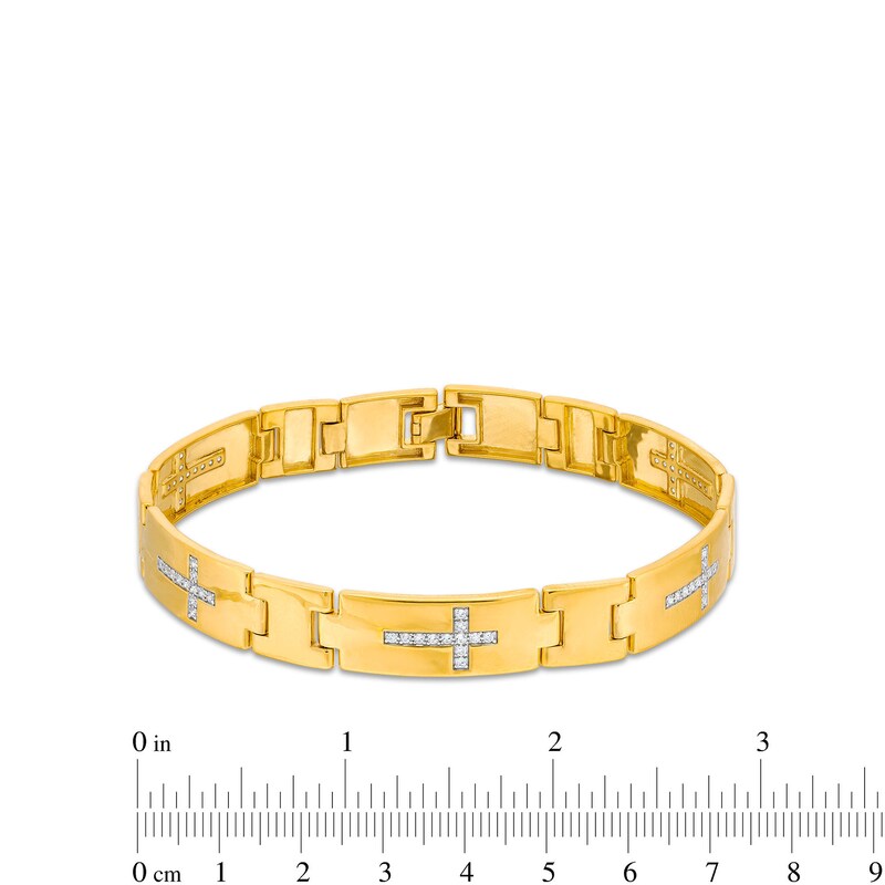 Men's 5/8 CT. T.W. Diamond Cross Link Bracelet in 14K Gold - 8.5"