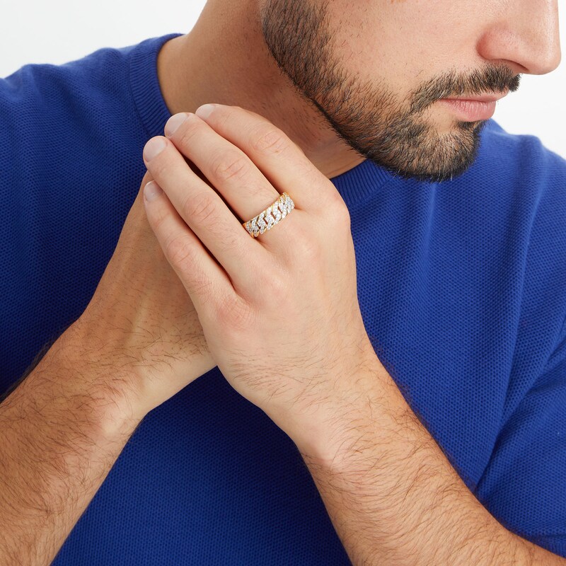 Main Image 2 of Men's 3/4 CT. T.W. Diamond Chain Ring in 14K Gold