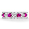 Thumbnail Image 4 of Oval Lab-Created Ruby and White Sapphire Band in Sterling Silver