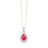 Thumbnail Image 1 of Pear-Shaped Lab-Created Ruby and 1/10 CT. T.W. Diamond Framed Pendant in 10K Gold