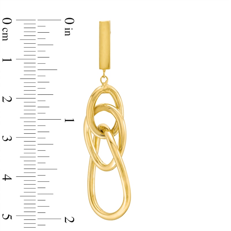 Main Image 3 of Diamond-Cut Interlocking Circles Dangle Drop Earrings in Hollow 10K Gold