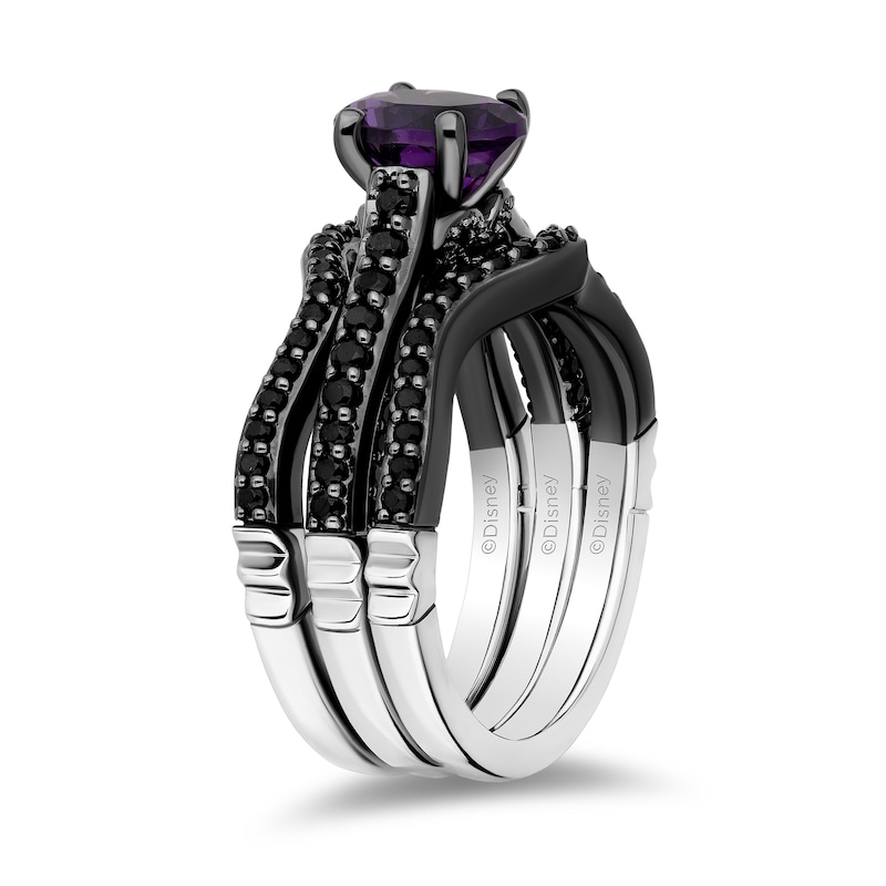 Main Image 2 of Enchanted Disney Villains Ursula Oval Amethyst and 1 CT. T.W. Black Diamond Bridal Set in 14K White Gold