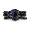 Thumbnail Image 3 of Enchanted Disney Villains Ursula Oval Amethyst and 1 CT. T.W. Black Diamond Bridal Set in 14K White Gold