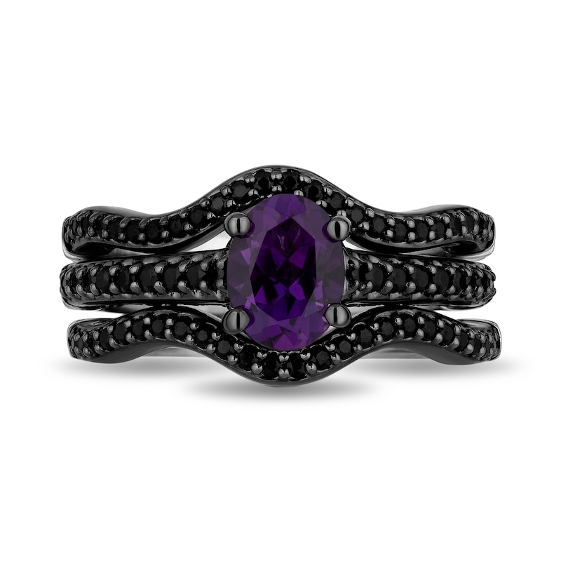 Main Image 3 of Enchanted Disney Villains Ursula Oval Amethyst and 1 CT. T.W. Black Diamond Bridal Set in 14K White Gold