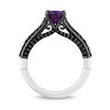 Thumbnail Image 4 of Enchanted Disney Villains Ursula Oval Amethyst and 1 CT. T.W. Black Diamond Bridal Set in 14K White Gold