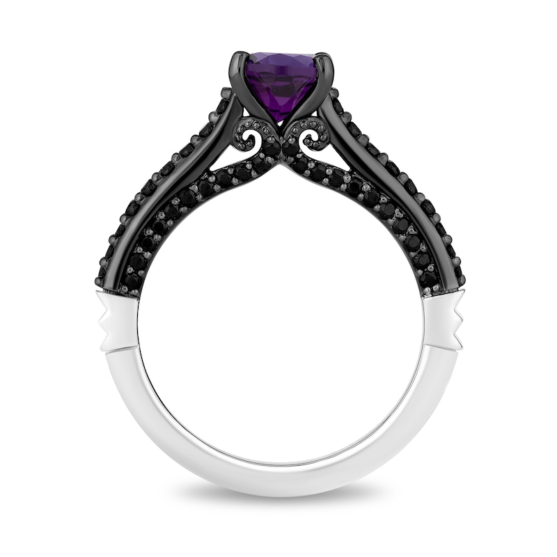 Main Image 4 of Enchanted Disney Villains Ursula Oval Amethyst and 1 CT. T.W. Black Diamond Bridal Set in 14K White Gold