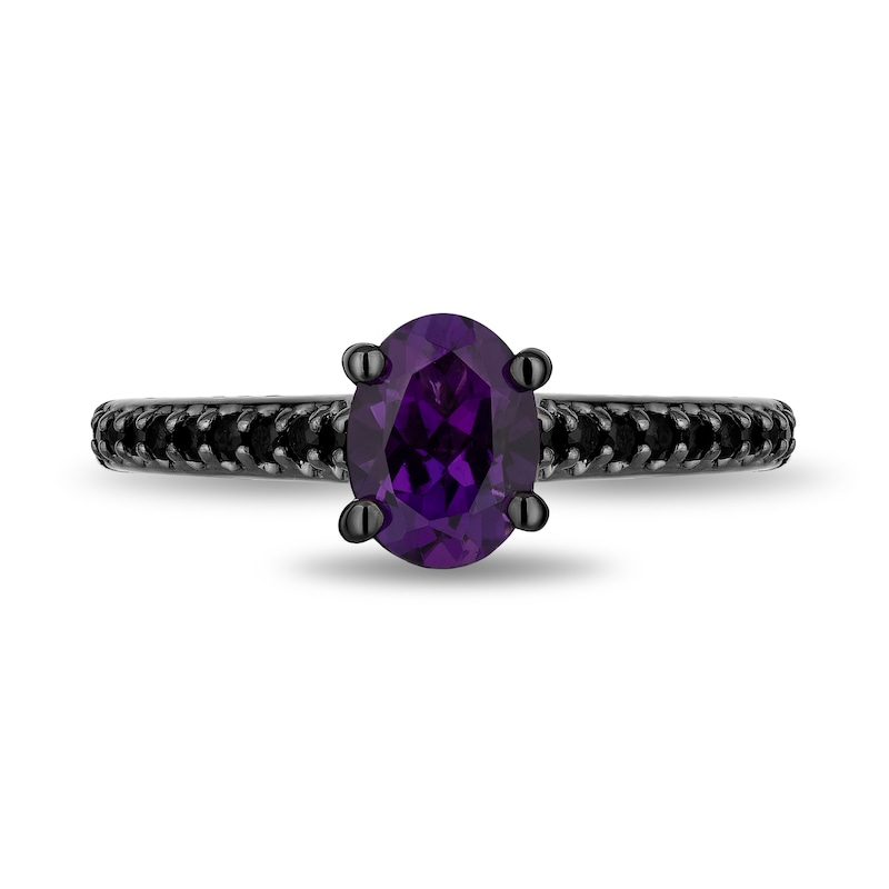 Main Image 5 of Enchanted Disney Villains Ursula Oval Amethyst and 1 CT. T.W. Black Diamond Bridal Set in 14K White Gold
