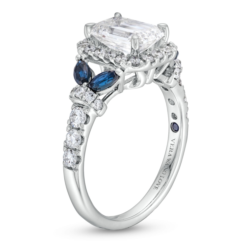 TRUE Lab-Created Diamonds by Vera Wang Love 2 CT. T.W. Diamond and Sapphire Floral Engagement Ring in 14K White Gold
