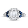Thumbnail Image 3 of TRUE Lab-Created Diamonds by Vera Wang Love 2 CT. T.W. Diamond and Sapphire Floral Engagement Ring in 14K White Gold