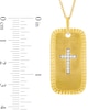 Thumbnail Image 3 of Men's 1/10 CT. T.W. Diamond Cross Textured Edge Dog Tag Pendant in 14K Gold