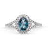 Thumbnail Image 3 of Oval London Blue Topaz and 1/6 CT. T.W. Diamond Framed Ring in 10K White Gold