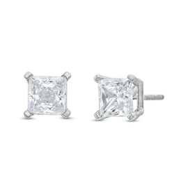 2 CT. T.W. Certified Princess-Cut Lab-Grown Diamond Solitaire Stud Earrings in 14K White Gold (I/SI2)