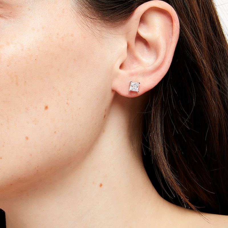 Main Image 2 of 2 CT. T.W. Certified Princess-Cut Lab-Grown Diamond Solitaire Stud Earrings in 14K White Gold (I/SI2)