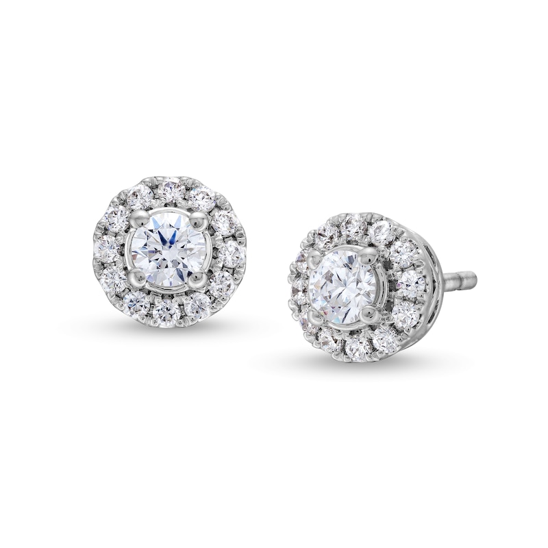 Main Image 1 of 1/2 CT. T.W. Diamond Frame Stud Earrings in 10K White Gold (J/I2)