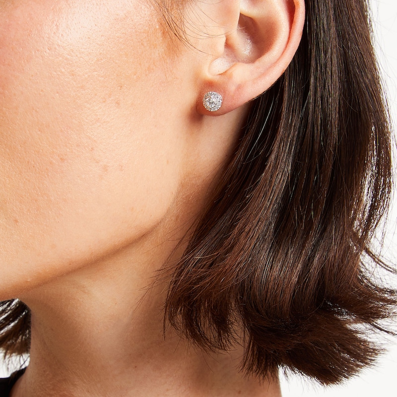 Main Image 2 of 1/2 CT. T.W. Diamond Frame Stud Earrings in 10K White Gold (J/I2)