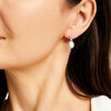 Thumbnail Image 2 of Lab-Created Opal, White Lab-Created Sapphire and Swiss Blue Topaz Frame Drop Earrings in Sterling Silver