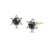 Thumbnail Image 1 of Blue Sapphire and Diamond Accent Starburst Frame Stud Earrings in 10K Gold