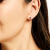 Thumbnail Image 2 of Blue Sapphire and Diamond Accent Starburst Frame Stud Earrings in 10K Gold