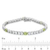 Thumbnail Image 4 of Oval Peridot and White Lab-Created Sapphire Alternating Line Bracelet in Sterling Silver - 7.5"
