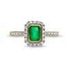Thumbnail Image 4 of Emerald-Cut Emerald and 1/10 CT. T.W. Diamond Frame Ring in 10K Gold