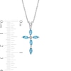 Thumbnail Image 3 of Marquise Swiss Blue Topaz and White Lab-Created Sapphire Cross Pendant in Sterling Silver