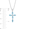 Thumbnail Image 4 of Marquise Swiss Blue Topaz and White Lab-Created Sapphire Cross Pendant in Sterling Silver