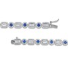 Thumbnail Image 3 of Emerald-Cut White Lab-Created Sapphire and Blue Lab-Created Sapphire Alternating Line Bracelet in Sterling Silver