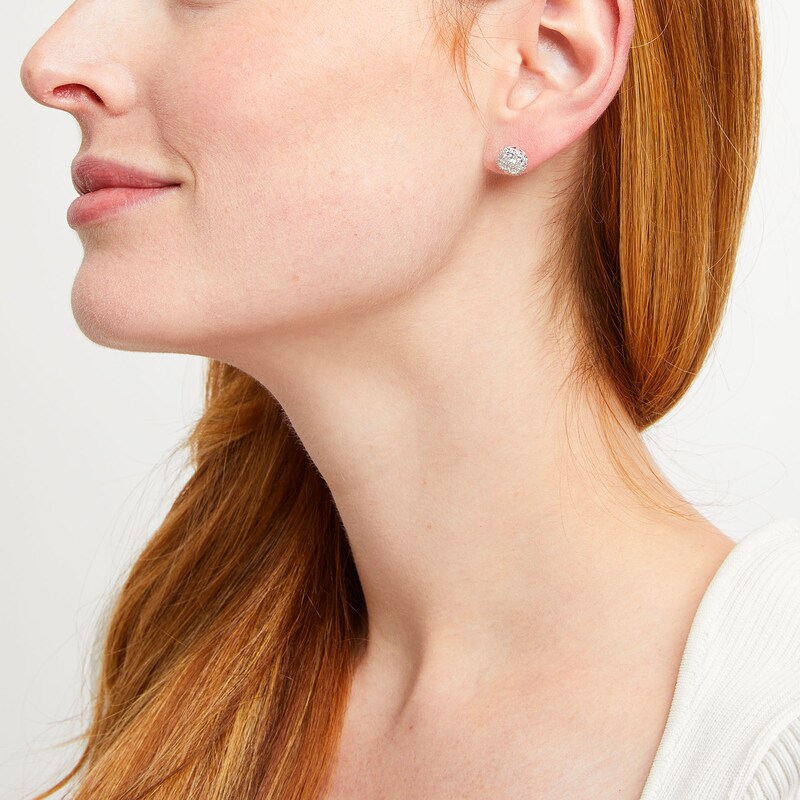 Main Image 2 of 1 CT. T.W. Cushion Multi Lab-Grown Diamond Stud Earrings in 14K White Gold (F/SI2)