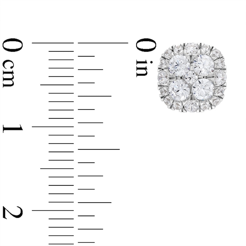 Main Image 3 of 1 CT. T.W. Cushion Multi Lab-Grown Diamond Stud Earrings in 14K White Gold (F/SI2)