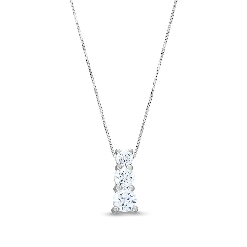 1 CT. T.W. Journey Certified Lab-Created Diamond Three Stone Pendant in 14K White Gold (F/SI2)