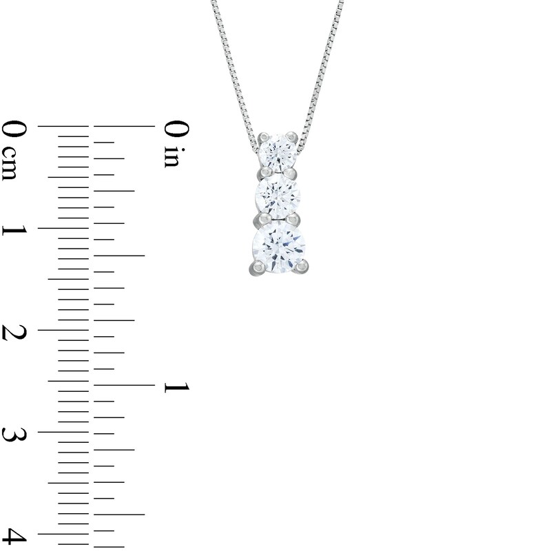 1 CT. T.W. Journey Certified Lab-Created Diamond Three Stone Pendant in 14K White Gold (F/SI2)