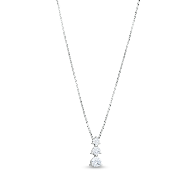 Main Image 1 of 1/4 CT. T.W. Journey Certified Lab-Grown Diamond Three Stone Pendant in 14K White Gold (F/SI2)