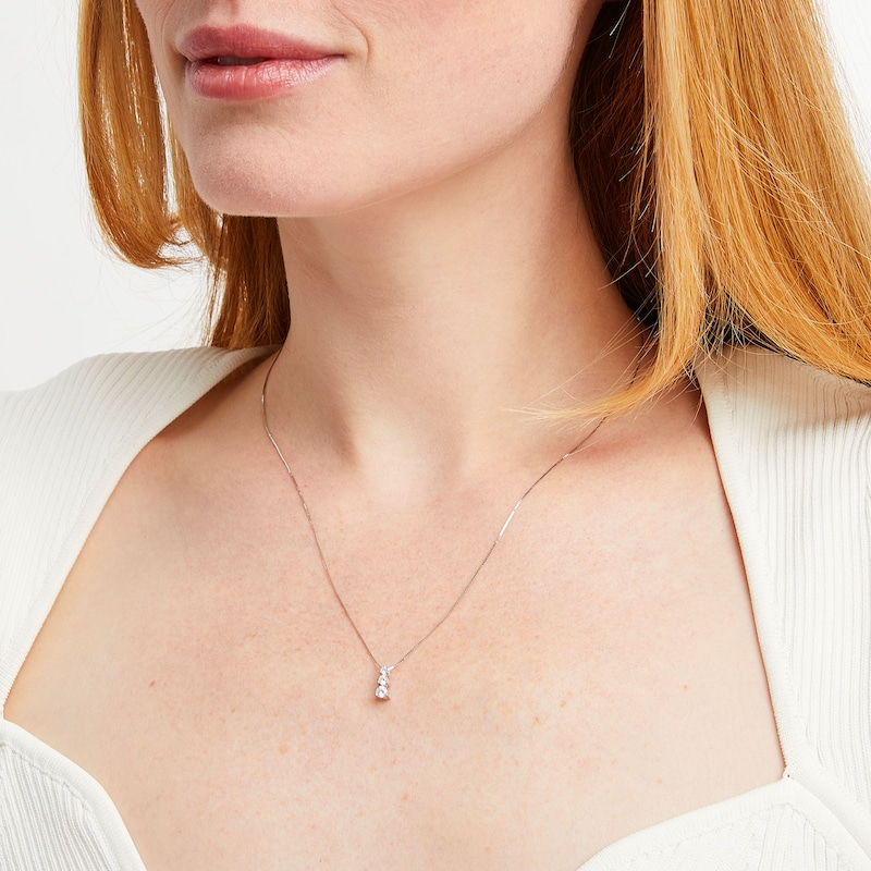 Main Image 2 of 1/4 CT. T.W. Journey Certified Lab-Grown Diamond Three Stone Pendant in 14K White Gold (F/SI2)