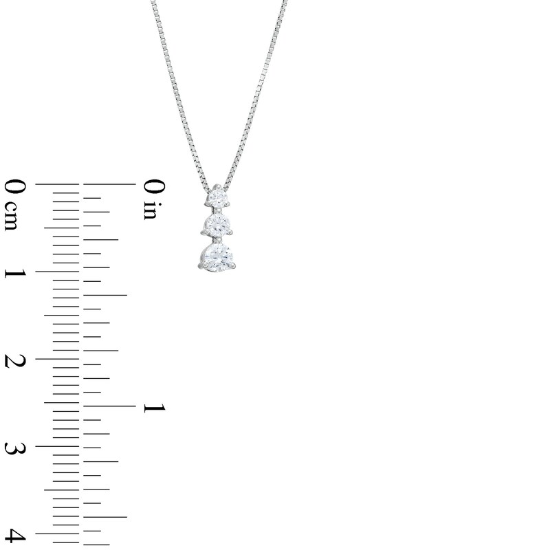 Main Image 4 of 1/4 CT. T.W. Journey Certified Lab-Grown Diamond Three Stone Pendant in 14K White Gold (F/SI2)