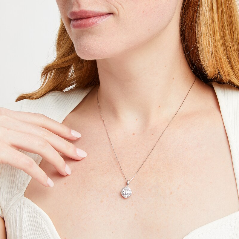 Main Image 2 of 1 CT. T.W. Cushion Multi Certified Lab-Grown Diamond Pendant in 14K White Gold (F/SI2)