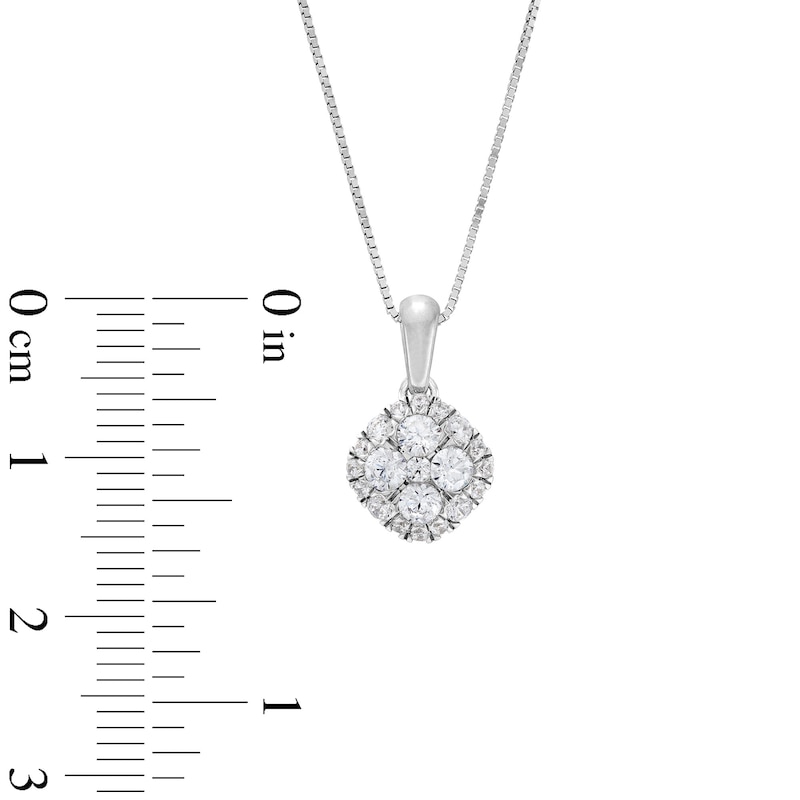 Main Image 4 of 1 CT. T.W. Cushion Multi Certified Lab-Grown Diamond Pendant in 14K White Gold (F/SI2)