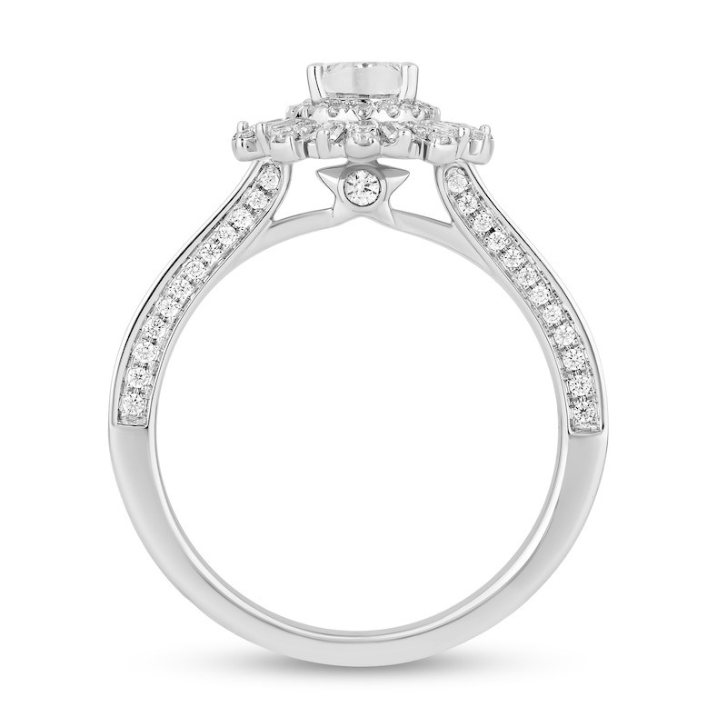 Main Image 3 of Enchanted Disney Wish 1 CT. T.W. Oval Diamond Frame Engagement Ring in 14K White Gold (I/I1)