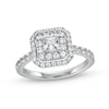 Thumbnail Image 1 of Vera Wang Love Collection 1-1/5 CT. T.W. Princess-Cut Diamond Cushion Frame Engagement Ring in 14K White Gold (I/SI2)