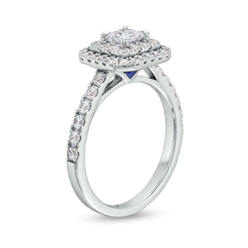 Main Image 3 of Vera Wang Love Collection 1-1/5 CT. T.W. Princess-Cut Diamond Cushion Frame Engagement Ring in 14K White Gold (I/SI2)