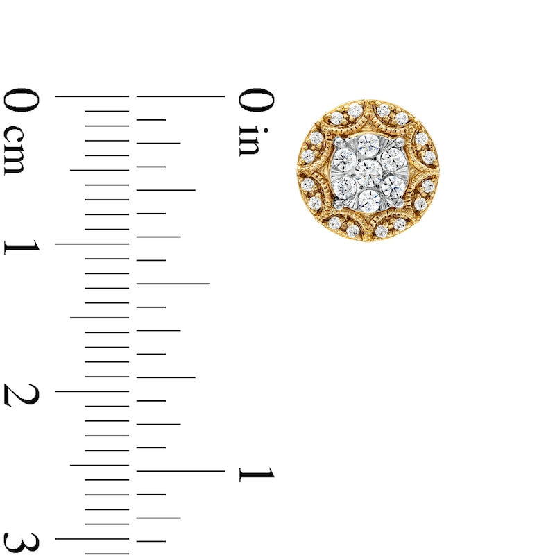 Main Image 3 of 1/2 CT. T.W. Multi-Diamond Frame Vintage-Style Stud Earrings in 10K Gold