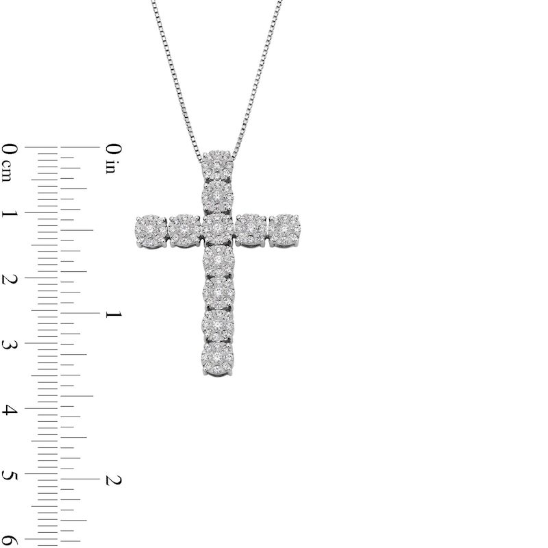 1 CT. T.W. Multi-Diamond Miracle Cross Pendant in 10K White Gold