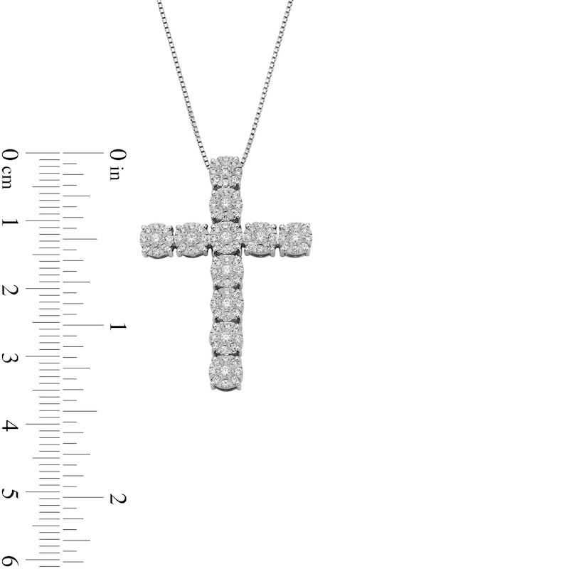 Main Image 2 of 1 CT. T.W. Multi-Diamond Miracle Cross Pendant in 10K White Gold