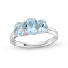 Thumbnail Image 1 of Oval Aquamarine and Diamond Accent Three Stone Ring in Sterling Silver