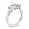 Thumbnail Image 3 of Oval Aquamarine and Diamond Accent Three Stone Ring in Sterling Silver