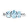 Thumbnail Image 4 of Oval Aquamarine and Diamond Accent Three Stone Ring in Sterling Silver