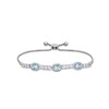 Thumbnail Image 1 of Oval Aquamarine and White Lab-Created Sapphire Frame Alternating Bolo Bracelet in Sterling Silver - 9.0"