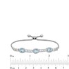 Thumbnail Image 3 of Oval Aquamarine and White Lab-Created Sapphire Frame Alternating Bolo Bracelet in Sterling Silver - 9.0"